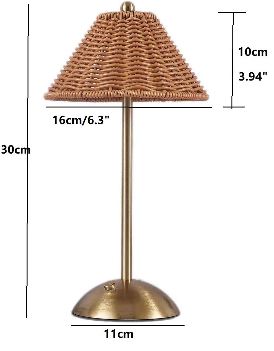 HFD005 Portable Rattan Table Lamp - Rechargeable Touch Control Dimmable Bedside Night Light
